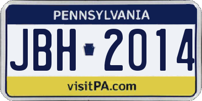 PA license plate JBH2014