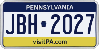 PA license plate JBH2027