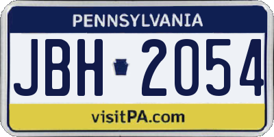 PA license plate JBH2054
