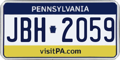 PA license plate JBH2059