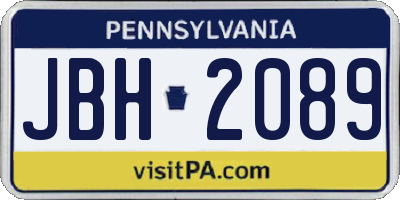 PA license plate JBH2089