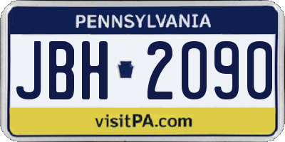 PA license plate JBH2090