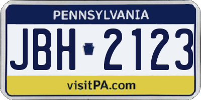 PA license plate JBH2123