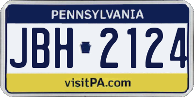 PA license plate JBH2124