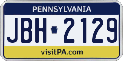 PA license plate JBH2129