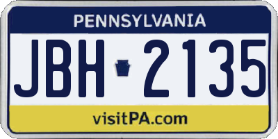 PA license plate JBH2135