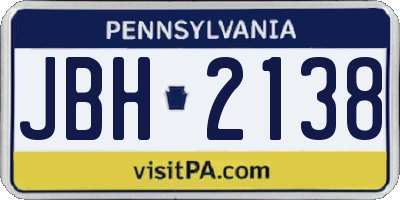 PA license plate JBH2138