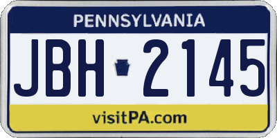 PA license plate JBH2145