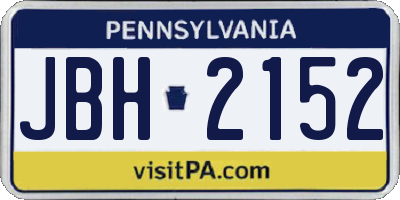 PA license plate JBH2152