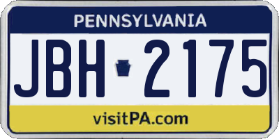 PA license plate JBH2175