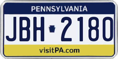 PA license plate JBH2180