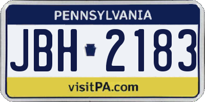 PA license plate JBH2183