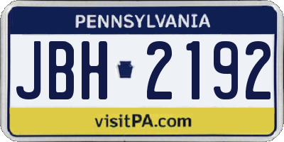 PA license plate JBH2192