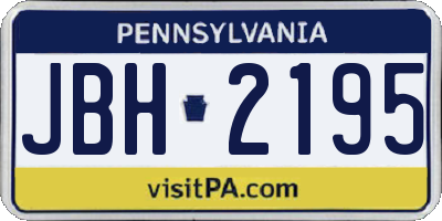 PA license plate JBH2195
