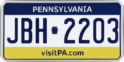 PA license plate JBH2203