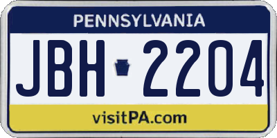 PA license plate JBH2204