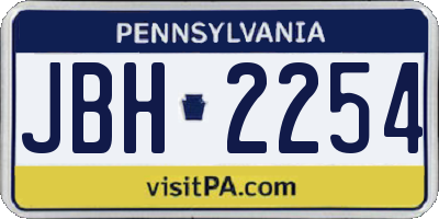 PA license plate JBH2254