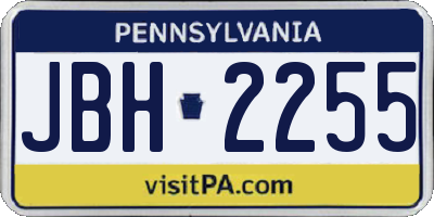 PA license plate JBH2255