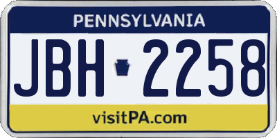 PA license plate JBH2258