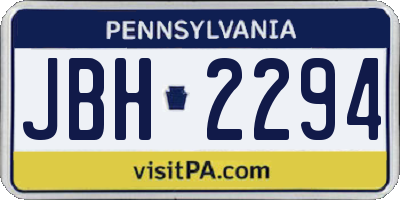 PA license plate JBH2294