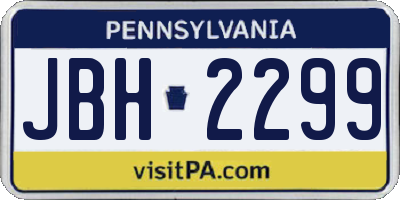 PA license plate JBH2299