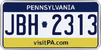 PA license plate JBH2313