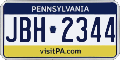 PA license plate JBH2344