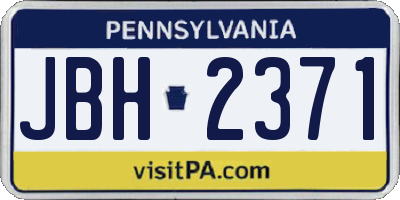PA license plate JBH2371