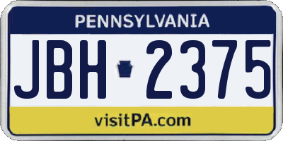 PA license plate JBH2375