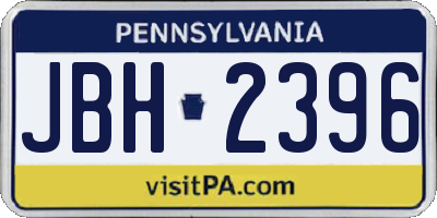 PA license plate JBH2396