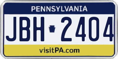 PA license plate JBH2404