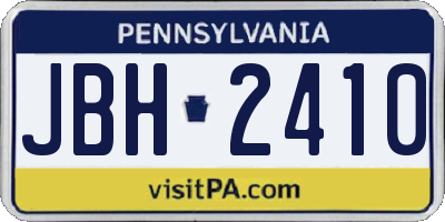 PA license plate JBH2410