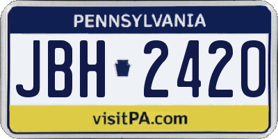 PA license plate JBH2420