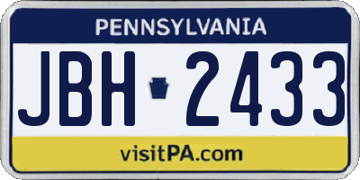 PA license plate JBH2433