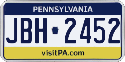 PA license plate JBH2452