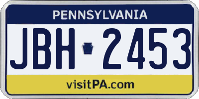 PA license plate JBH2453