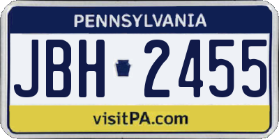 PA license plate JBH2455