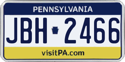 PA license plate JBH2466
