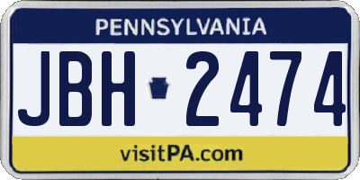 PA license plate JBH2474