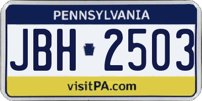 PA license plate JBH2503