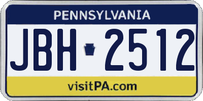 PA license plate JBH2512