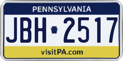 PA license plate JBH2517