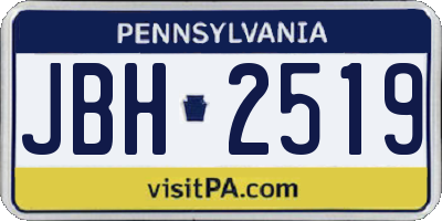 PA license plate JBH2519