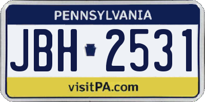 PA license plate JBH2531