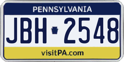 PA license plate JBH2548