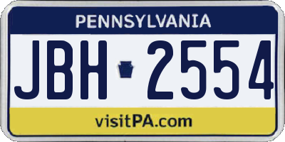 PA license plate JBH2554