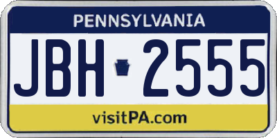 PA license plate JBH2555