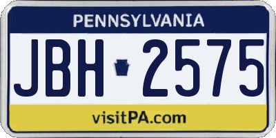 PA license plate JBH2575