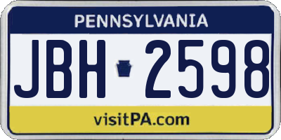 PA license plate JBH2598