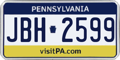 PA license plate JBH2599